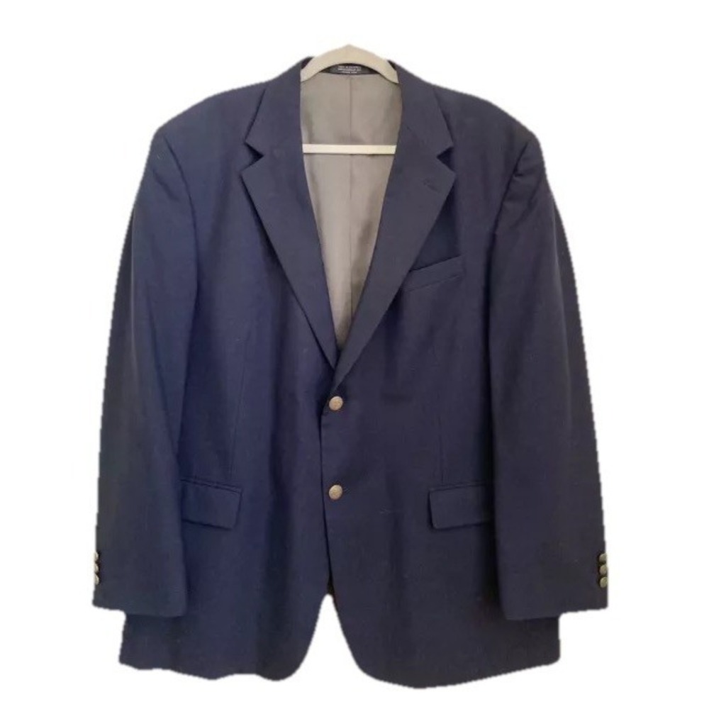 Oscar‎ De La Renta Sports Coat  Sz 46 Jacket Wool Black Single Breasted Men